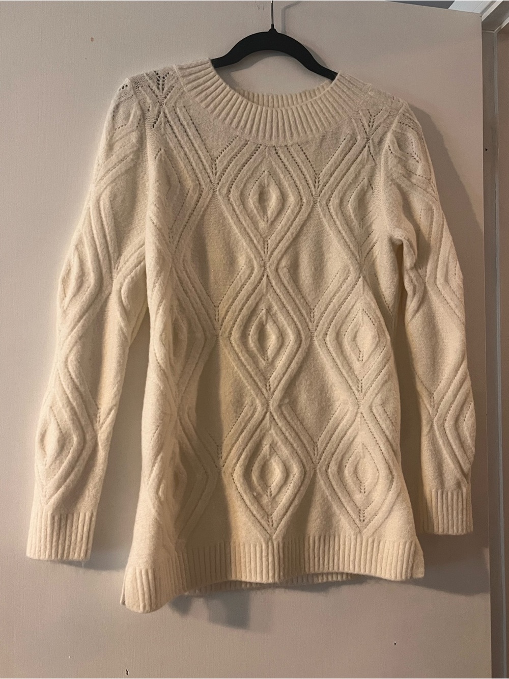 Talbots Cream Cable-Stitch Crew Neck Sweater